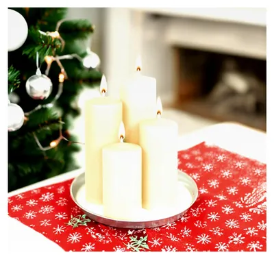 Produktbild von Echtwachs Stumpenkerzen 4er Set - creme weiß - Adventskerzen in 4 verschiedenen Höhen - Weihnachts- und Winterdekoration