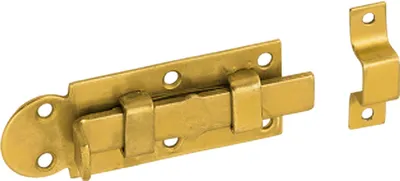 Produktbild von Türriegel mit Schlaufe und flachen Griff 80x30x2,0mm gelb verzinkt