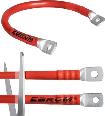 Produktbild von 12,60€/m - EBROM Batteriekabel ROT Vollkupfer 50mm² 7,5 m - Kabelschuhe M8+M10