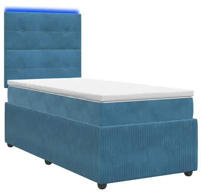 Immagine prodotto di Letto a molle LED con materasso blu 80 x 200 cm in velluto