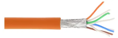 Image de InLine® 76899O Câble patch, S/FTP (PiMf), Cat.6A, 500MHz, sans halogène, cuivre, orange, 100m