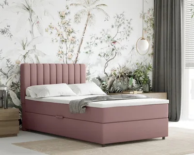Produktbild von Boxspringbett 120x200 EVEREST, mit Topper, mit Bettkästen, Einzelbett, Rosa, Panda Möbel