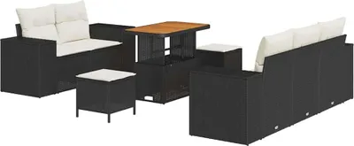 Immagine prodotto di vidaXL Set di divani da giardino 8 pezzi in polirattan nero