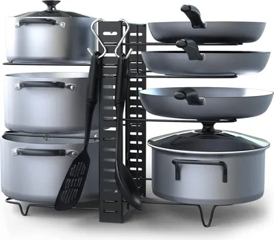 Produktbild von Joejis 8 Pfannenregal Platzsparender Pfannenhalter - Robuster Pfannenständer - 38 x 46 cm - Topfdeckelhalter Pfannen-Organizer mit 3 DIY-Methoden - Küchenorganisation