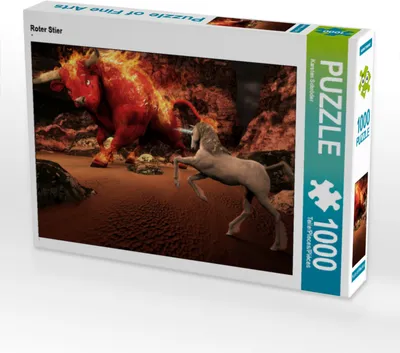Produktbild von CALVENDO Puzzle Roter Stier | 1000 Teile Lege-Größe 64x48cm Foto-Puzzle für glückliche Stunden