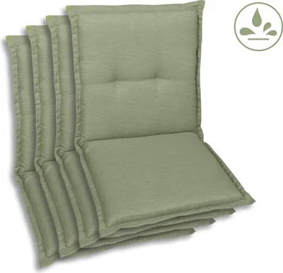 Produktbild von GO-DE Textil, Sesselauflage Niederlehner, 4er Set, Farbe: hellgruen, Maße: 100 cm x 50 cm x 7 cm, Rueckenhoehe: 52 cm