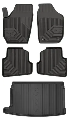 Produktbild von Gummimatten + Kofferraumwanne für Volkswagen Polo IV 2001-2009 (Schrägheck, oberer Ladeboden) – Schwarz, passgenau – Wielganizator