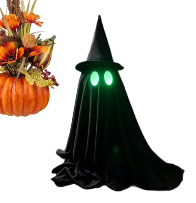 Image de Elzusha - Décoration d'Halloween : Fantôme lumineux avec chapeau de sorcière