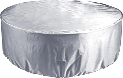 Produktbild von Runde Terrassentischabdeckung, Terrassenmöbelabdeckungen wasserdicht, Abdeckung für Tische und Stühle im Freien, silberfarben, 200 * 30 cm
