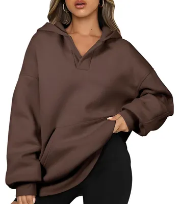 Produktbild von Damen-Sweatshirt mit Kapuze Oversize Castual Sportlich Warm Braun S