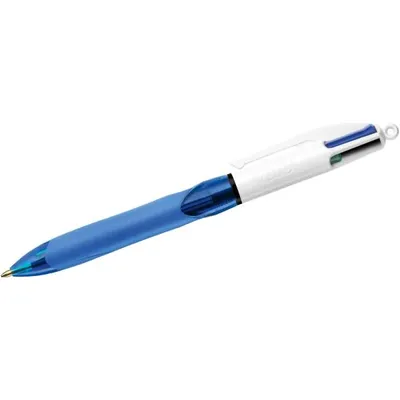 Produktbild von BIC® Mehrfarb-Kugelschreiber Grip Medium, Strichstärke 0,4 mm, Schaftfarbe hellblau/weiß, Schreibfarbe schwarz, blau, rot, grün