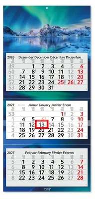 Produktbild von Timr 3-Monatskalender 2027 - Wandkalender 3 Monate I Motiv Polarlichter I tr445