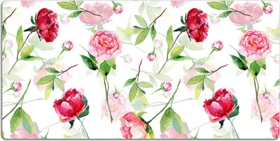 Produktbild von Schreibtischmatte Tischunterlage 100x50 cm Mauspad - rote Blumen