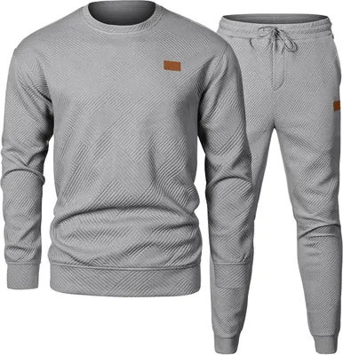 Obrázek produktu pro ASKSA Pánský teplákový oblek Tracksuit Set mikina s kapucí a sportovní kalhoty 2 Piece Leisure Suit,Grey,L