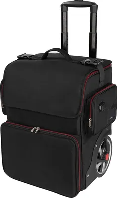 Image de Mallette de cosmétique - Sac à outils à roulettes - Usage professionnel - Avec roulettes - Hauteur : 40 cm - Noir