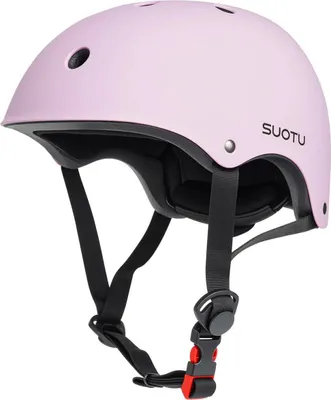 Productafbeelding van Suotu Skatehelm – lichtgewicht kinderhelm voor kinderen van 3-8 jaar | verstelbare roze kinderhelm voor skateboarden, fietsen en steprijden | maat M