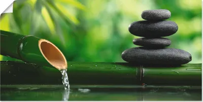 Produktbild von ARTland Poster Bambusbrunnen und Zen-Stein Größe: 150x75 cm
