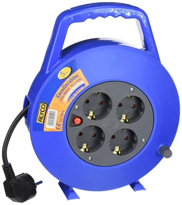 Kabeltrommel 5 m H05 VV-F 3G1,5, blau, einziehbar