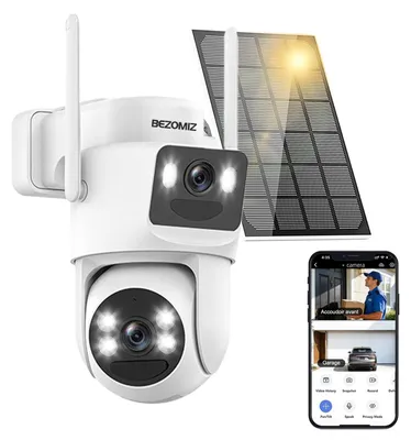 Immagine prodotto di Telecamera di sorveglianza 4K, Wi-Fi, per uso esterno, wireless, alimentata a energia solare, telecamera per esterni