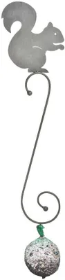 Produktbild von Vogelfutterstation mit Haken Eichhörnchen Metall grau H69cm Meisenknödel Garten