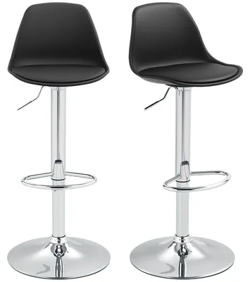 Produktbild von HOMCOM Barhocker 2er Set, Gepolstert Barstuhl mit Stahlgestell, Lehne für Küche
