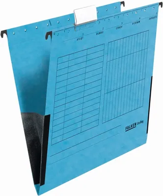 Produktbild von Falken Hängemappe UniReg, DIN A4, seitlich geschlossen/Leinenfrösche, 230g/qm Kraftkarton, blau