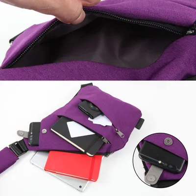 Obrázok produktu pre Crossbody taška, antiodcudzovací pás sling, fialová, na cestovanie