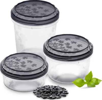 Produktbild von Sada plastových nádob na potraviny Okrúhle 3 kusy nádoby čierne