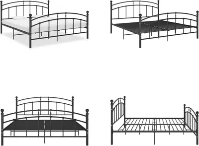 Produktbild von vidaXL Bettgestell Schwarz Metall 160x200 cm - Bettgestell - Bettgestelle - Bettrahmen - Doppelbett