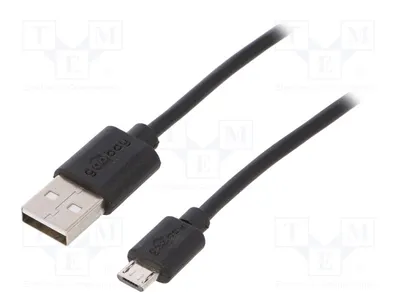 Produktbild von 1x Kabel USB A-Stecker,Micro-USB-B-Stecker USB 2.0 0,5m schwarz 38659 USB-Kabel u