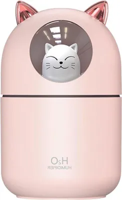 Obrázek produktu pro Zvlhčovač vzduchu 300 ml USB Mini s chladivou mlhou, 2 režimy rozprašování, noční světlo, malý