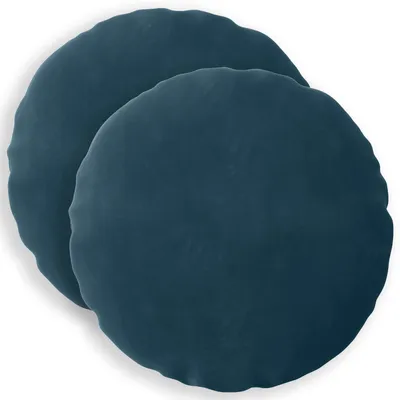 Immagine prodotto di vidaXL, 2 federe per cuscini, HEERLEN, blu, Ø 50 cm, in velluto
