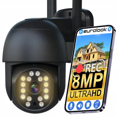 Produktbild von Eurolook WLAN Überwachungskamera 8MP 4K Ultra HD Außen Schwarz