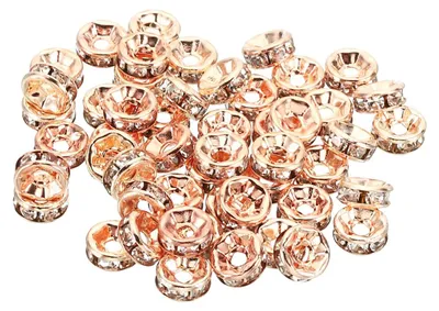 Produktbild von Spacer Perlen - 6mm Strass Glasperlen Kristall - Schmuckherstellung - 100 Stück Roségold