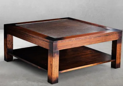 Produktbild von Casa Padrino Luxus Vintage Stil Couchtisch Braun 100 x 100 x H. 45,5 cm - Quadratischer Massivholz Wohnzimmertisch mit Glasplatte - Vintage Stil Wohnzimmer Möbel - Luxus Möbel