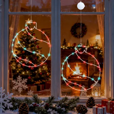 LED-Lichtvorhang 2er-Set 78 LEDs Weihnachtsdekoration Fenster
