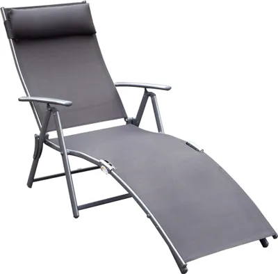 Produktbild von Sonnenliege klappbar mit Kissen, 7-Fach verstellbar bis 165kg, Grau