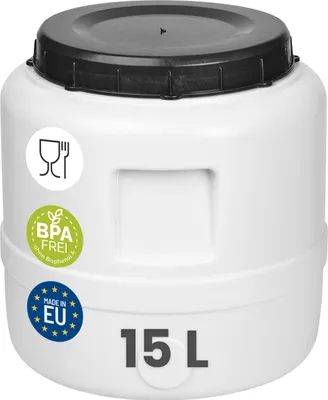 Produktbild von Garronda 15L Weithalsfass Fasssilage Gepäcktonne Gärfass Gärbehälter Futtertonne (Weiß)