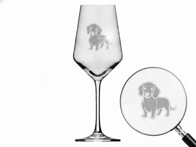 Produktbild von Exoda Weinglas Dackel Gravur 350ml Spülmaschinenfest 1 Stück