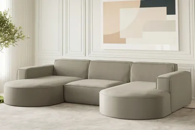 Produktbild von Wohnlandschaft U-Form Sofa PALMA in Stoff Opera Velvet Pearl