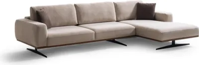 Immagine prodotto di Elegante divano angolare a L beige in tessuto per un soggiorno moderno