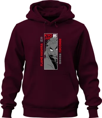 Produktbild von Kyojuro Rengoku Flame Hashira Kimetsu no Yaiba Anime Geschenk Uni Hoodie Kapuzenpullover, Burgundy, XXL