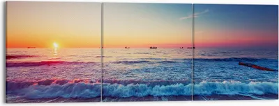 Produktbild von Bild auf Leinwand - Leinwandbild - Meer Strand Welle - 150x50cm - Wand Bild - Wanddeko - Wandbilder - Leinwanddruck - Bilder - Kunstdruck - Wanddekoration - Leinwand bilder - Wandkunst - CA150x50-3613