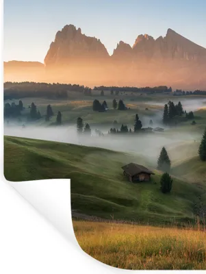 Produktbild von MuchoWow® Wandtattoo Wandsticker Wandaufkleber Berg - Nebel - Landschaft 90x120 cm Selbstklebend und Repositionierbar - Faltenfrei