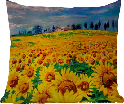 Produktbild von MuchoWow® Outdoor Kissen - Ölfarbe - Gemälde - Blumen - Sonnenblume - 40x40 cm - Wetterfest - Lounge Kissen - Kopfkissen - Interieur - Polster mit Bild