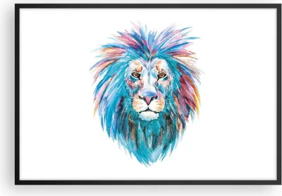 Produktbild von Gerahmtes Poster - Schwarzer Rahmen - Bunt Löwe Mähne - 91,5x61 cm - Wand Bild - Wanddeko - Wandbilder - Kunstposter - Wandposter - Bilderrahmen - Bilder - Kunstdruck - Wandbild - P2BAA91x61-4250