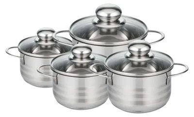 Image de Lot de 4 faitouts 14, 16, 20 et 24 cm en acier inoxydable sans PFAS Elo Brillant