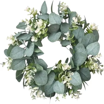 Produktbild von Sommerkranz mit Eukalyptus und Trockenblumen, 33 cm, für Tür und Wanddekoration