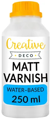 Obrázek produktu pro Matný lak Creative Deco | 250 ml láhev | povrchová úprava na vodní bázi | permanentní bezbarvý lak | pro vnitřní i venkovní použití