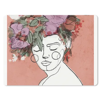 Produktbild von MuchoWow® Mauspad Mousepad Porträt - Frau - Blumen - Pastell 40x30 cm - Mousepads - Maus Mat - Pad - Mausunterlage - Anti Rutsch